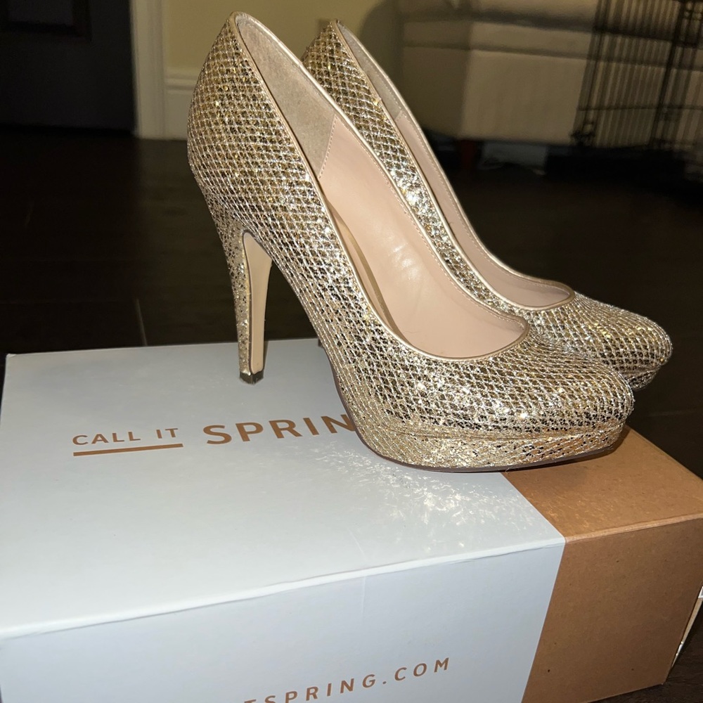 CALL IT SPRING GOLD HEELS